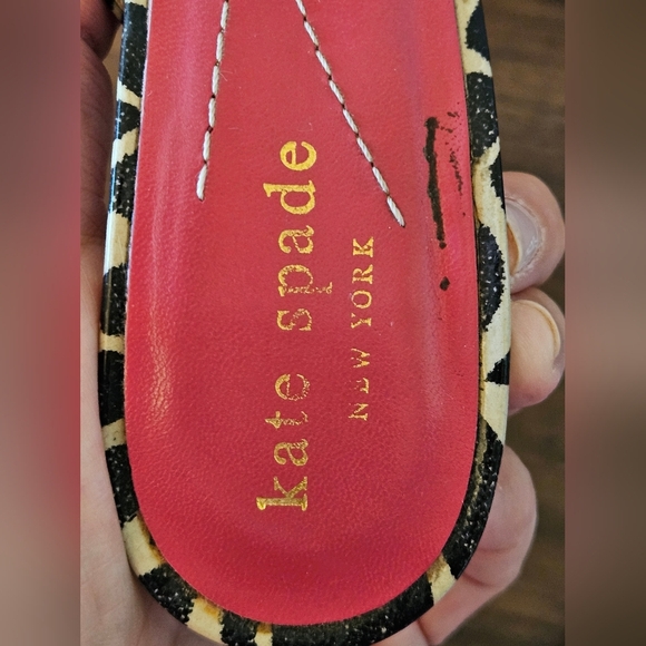 Kate Spade NY High Heel Slingback Sandal Beige Black Animal Giraffe Print Sz 6.5 - Picture 8 of 10